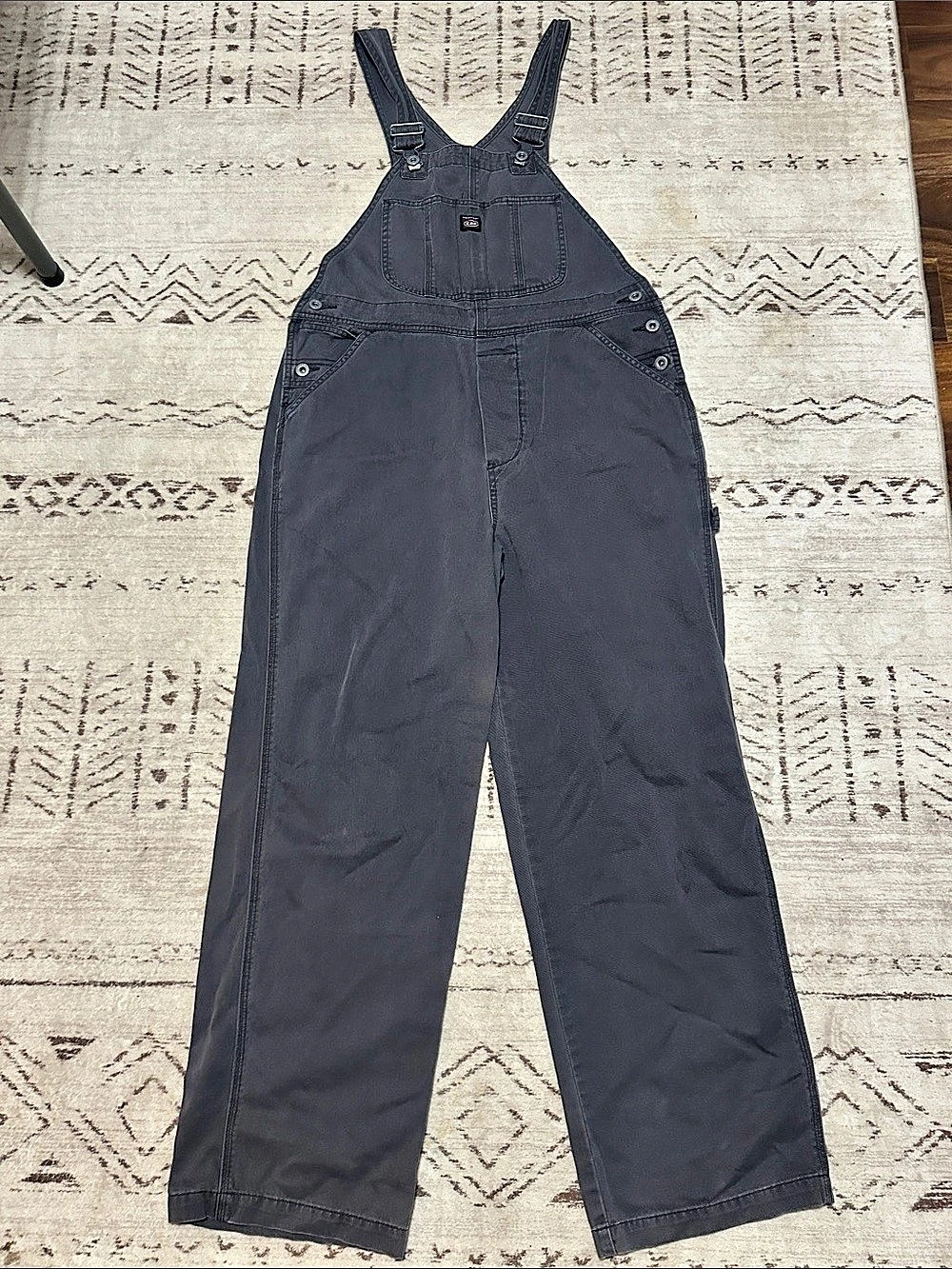 Vtg 90s UNIONBAY Charcoal Grey Denim Overalls Medium Baggy Grunge Utility
